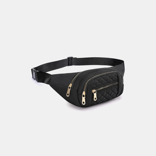 Zenana Quilted Multi Pocket Waist Belt Bag