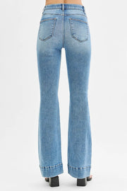 RISEN Full Size Tummy Control Elastic Band High Rise Flare Jeans Plus Size
