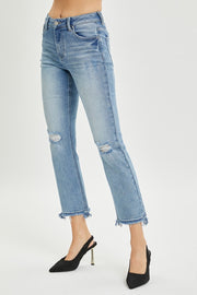 RISEN Full Size High Rise Distressed Cropped Straight Jeans