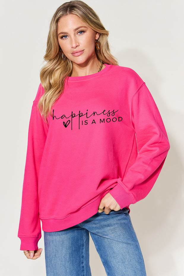 Simply Love Full Size HAPPINESS IS A MOOD Sweatshirt