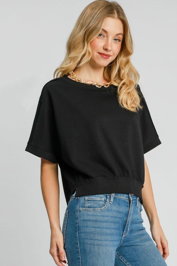 Umgee Full Size Lightweight Cropped Sweatshirt Plus Size