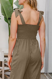 ODDI Full Size Bodice Smocked Sleeveless Jumpsuit