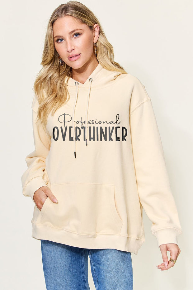 Simply Love Full Size PROFESSIONAL OVERTHINKER Graphic Drawstring Long Sleeve Hoodie