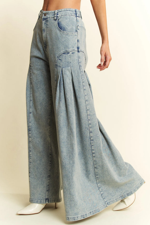 Jade By Jane High-Waist Pleated Wide Leg Jeans