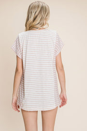 Cotton Bleu by Nu Label Striped Short Sleeve T-Shirt