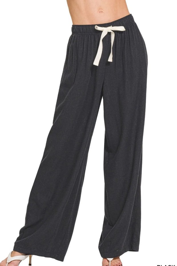 Zenana Linen Drawstring Pants