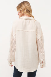 And The Why Texture Button Up Openwork Shirt
