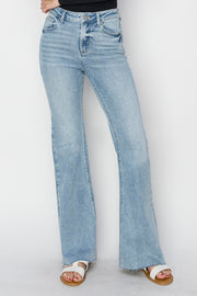 RISEN Full Size High Rise Raw Cut Hem Bootcut Jeans