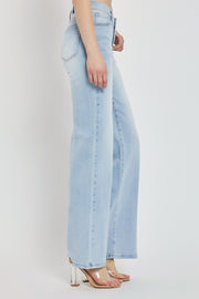 RISEN Full Size Wide Leg V Dipped Front Waist Jeans