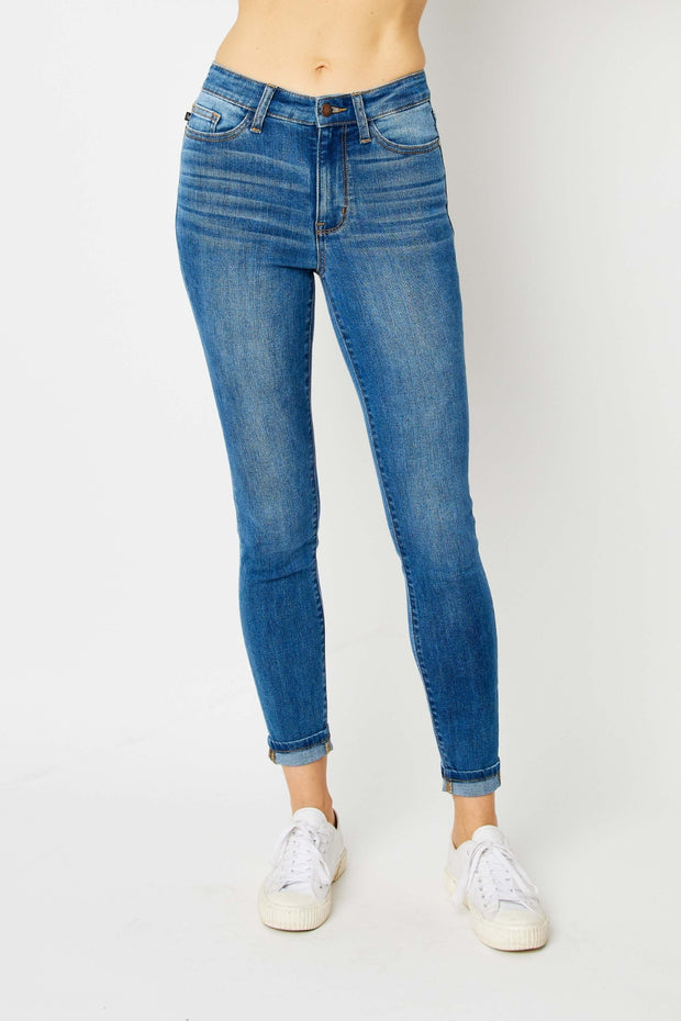 Judy Blue Full Size Cuffed Hem Skinny Jeans - Spicy and Sexy