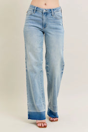 Judy Blue Full Size Mr Release Hem Wide Leg Jeans Plus Size