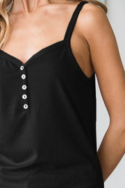 Heimish Full Size Quarter Button Ribbed Cami