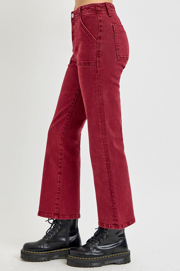 RISEN Full Size High Rise Straight Jeans with Patch Pockets