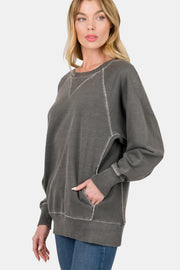 Zenana Round Neck Long Sleeve Sweatshirt