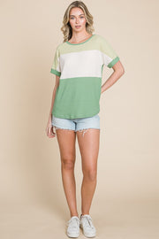 BOMBOM Color Block Short Sleeve T-Shirt