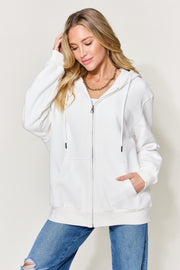Simply Love Full Size GOOD VIBES ONLY Graphic Zip-Up Hoodie with Pockets