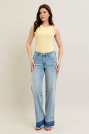 Judy Blue Full Size Mr Release Hem Wide Leg Jeans Plus Size