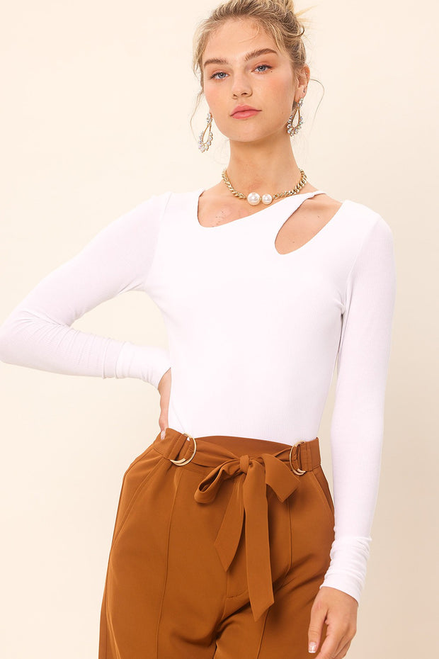 Idem Ditto Front Cut Out Long Sleeve Knit Top