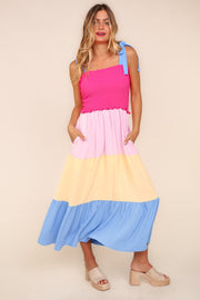 Haptics Smocked Color Block Tiered Cami Dress