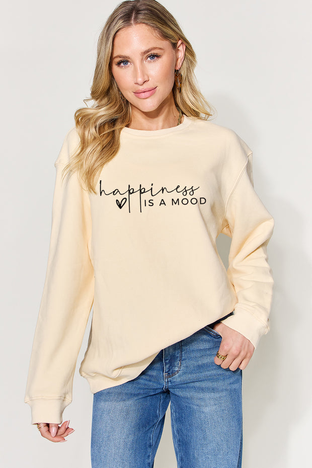 Simply Love Full Size HAPPINESS IS A MOOD Sweatshirt