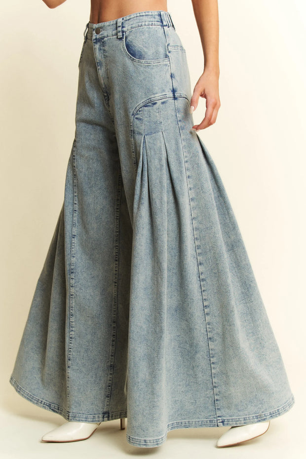 Jade By Jane High-Waist Pleated Wide Leg Jeans
