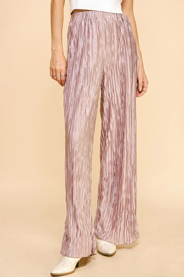 Davi & Dani Geo-pleated Elastic Waistband Pants