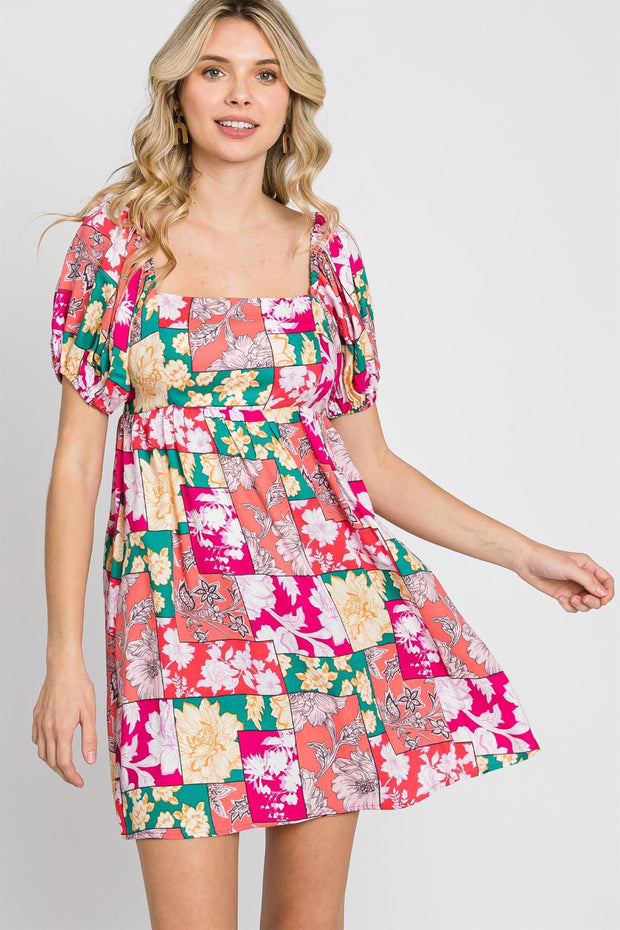 GeeGee Floral Ruff Sleeve Mini Dress - Spicy and Sexy