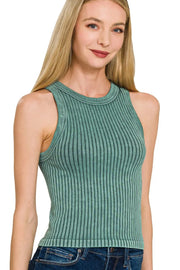 Zenana Ribbed Washed Seamless Tank Top