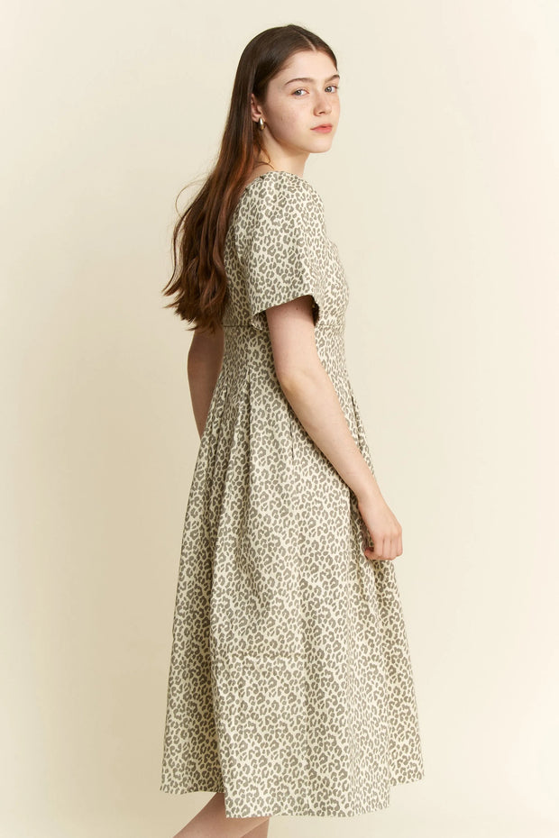 Jade By Jane Leopard Print Bell Sleeve Midi Dress