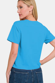Zenana Round Neck Short Sleeve Cropped T-Shirt