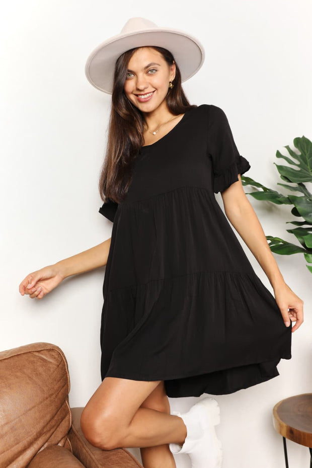 Double Take V-Neck Flounce Sleeve Tiered Dress - Spicy and Sexy