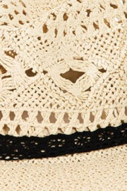 Fame Openwork Lace Detail Wide Brim Hat