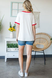 Heimish Full Size USA Contrast Trim Short Sleeve T-Shirt