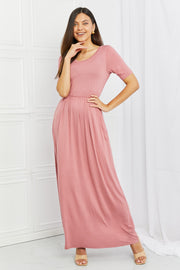 Celeste Sweetheart Full Size Short Sleeve Maxi Dress in Light Mauve