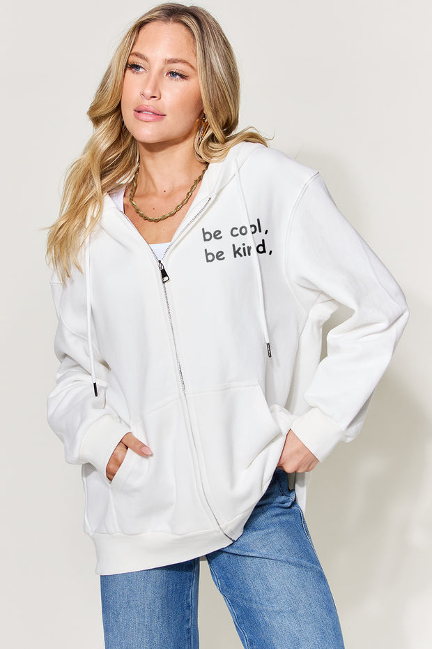 Simply Love Full Size Letter Graphic Zip Up Hoodie