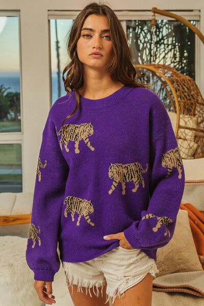 BiBi Tiger Pattern Long Sleeve Sweater - Spicy and Sexy