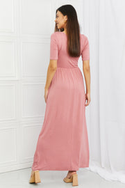 Celeste Sweetheart Full Size Short Sleeve Maxi Dress in Light Mauve