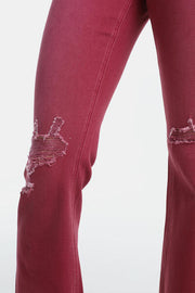 BAYEAS Full Size High Waist Distressed Raw Hem Flare Jeans