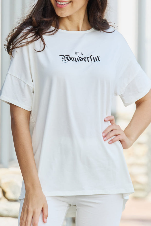GeeGee My Go-To Full Size T-Shirt and Biker Shorts Lounge Set in White