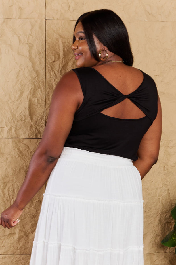 Heimish Say The Least Full Size Sleevleless Criss Cross Back Detail Top