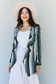 ODDI Full Size Multicolored Striped Cardigan in Multi Green