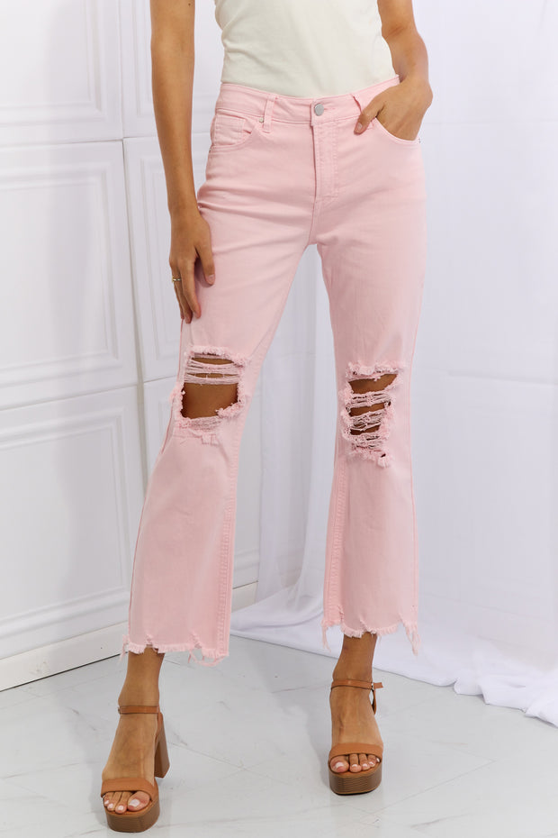 RISEN Miley Full Size Distressed Ankle Flare Jeans - Spicy and Sexy