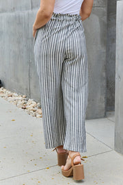 Heimish Find Your Path Full Size Paperbag Waist Striped Culotte Pants