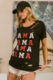 BiBi MAMA Graphic Distressed Short Sleeve T-Shirt