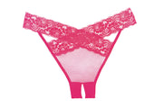 Desiré Sheer Eyelash Lace Crotchless Panty Pink - Spicy and Sexy