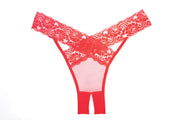 Desiré Dainty Sheer Crotchless Panty With Criss Cross Lace - Spicy and Sexy