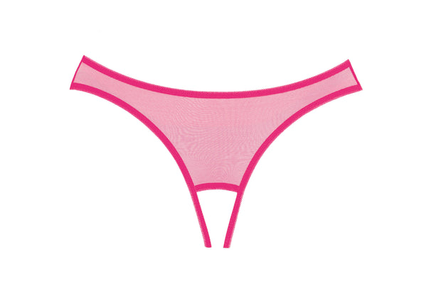Exposé Sheer Mesh Crotchless Panty Pink - Spicy and Sexy