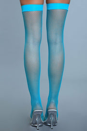 Turquoise Fishnet Thigh High Stocking Nylon Hosiery - Spicy and Sexy