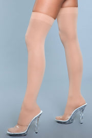 Nude Thigh Highs Opaque Stay Up Stocking Hosiery - Spicy and Sexy