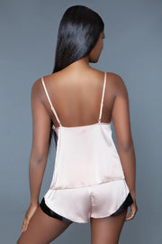 Beige Satin Pajama Short Set Sleepwear - Spicy and Sexy